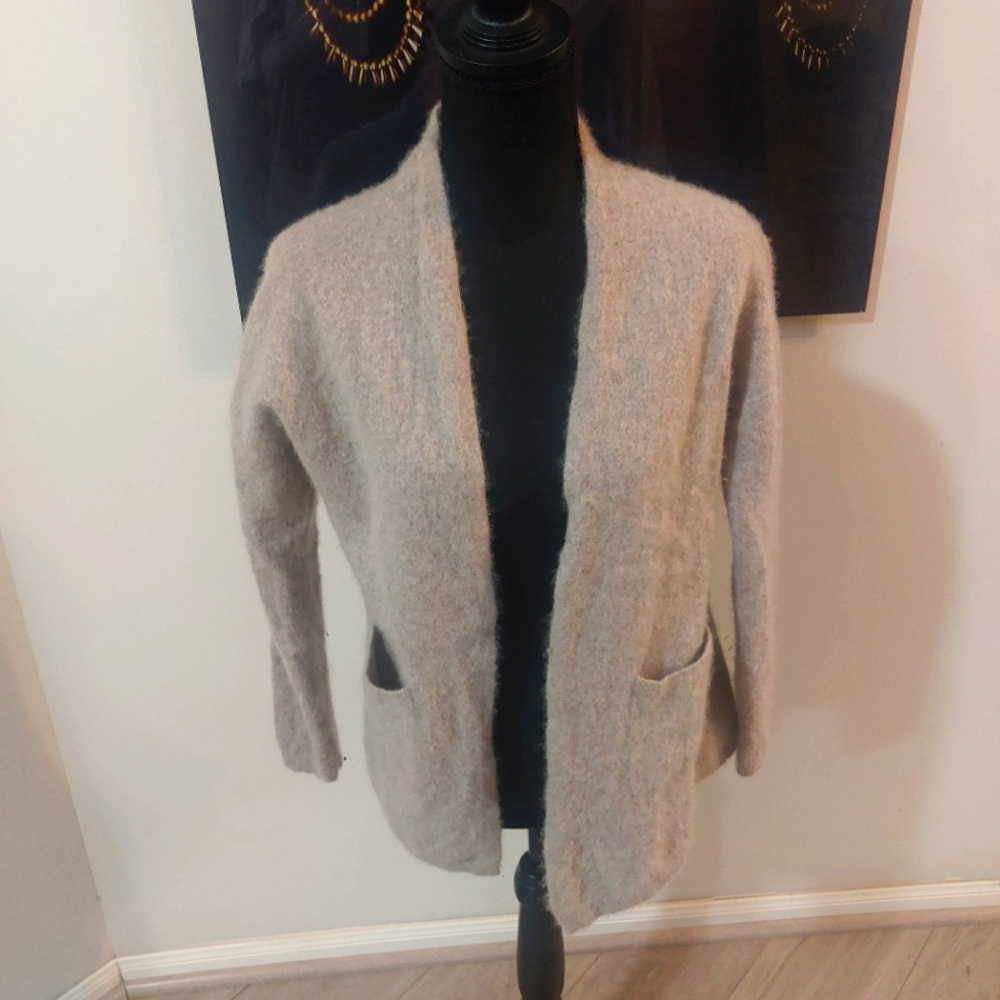 MAGASCHONI, Cozy Beige Open-Front Sweater 100% Cashmere